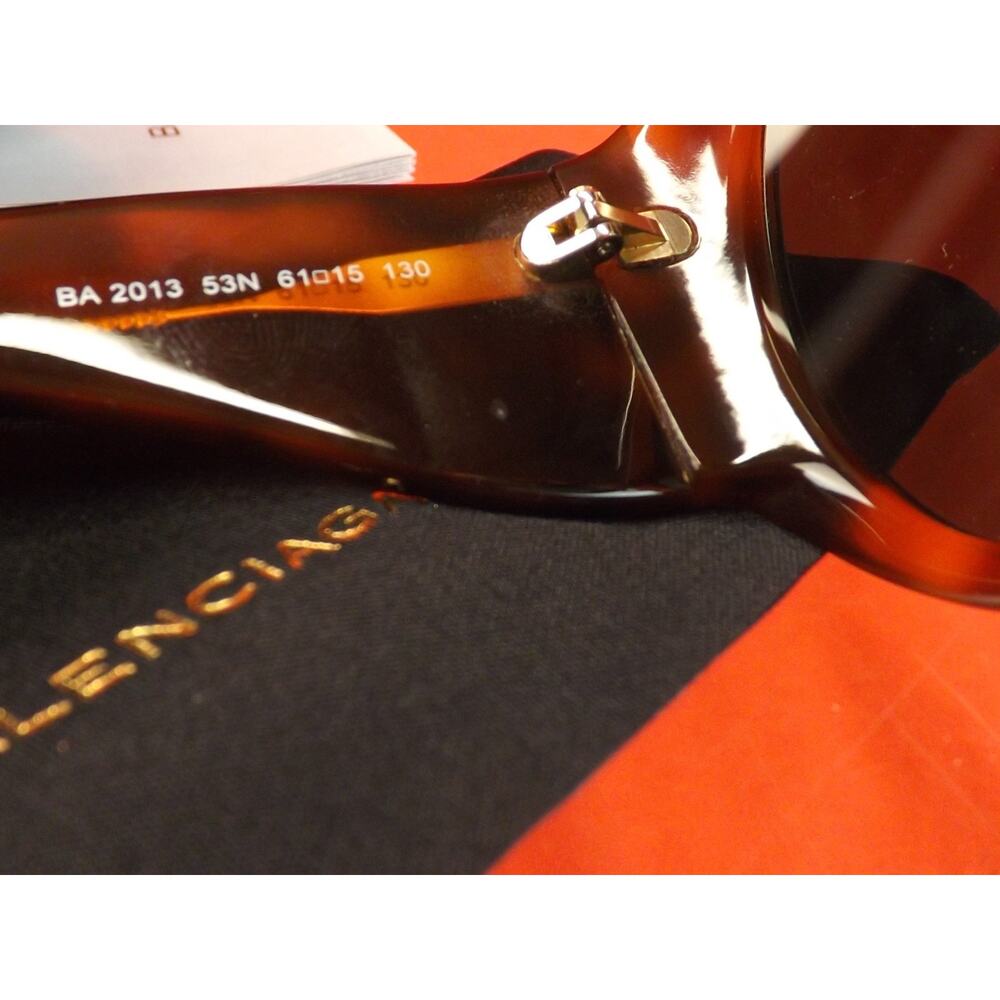 NWT BALENCIAGA BA2013 53N HAVANA PLASTIC FRAME OVERSIZED SUNGLASSES $495 ITALY - Picture 6 of 12